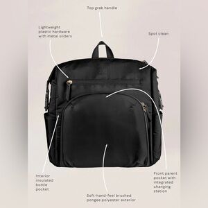 Ju-Ju-Be Black Modern Backpack with Gold Accents
